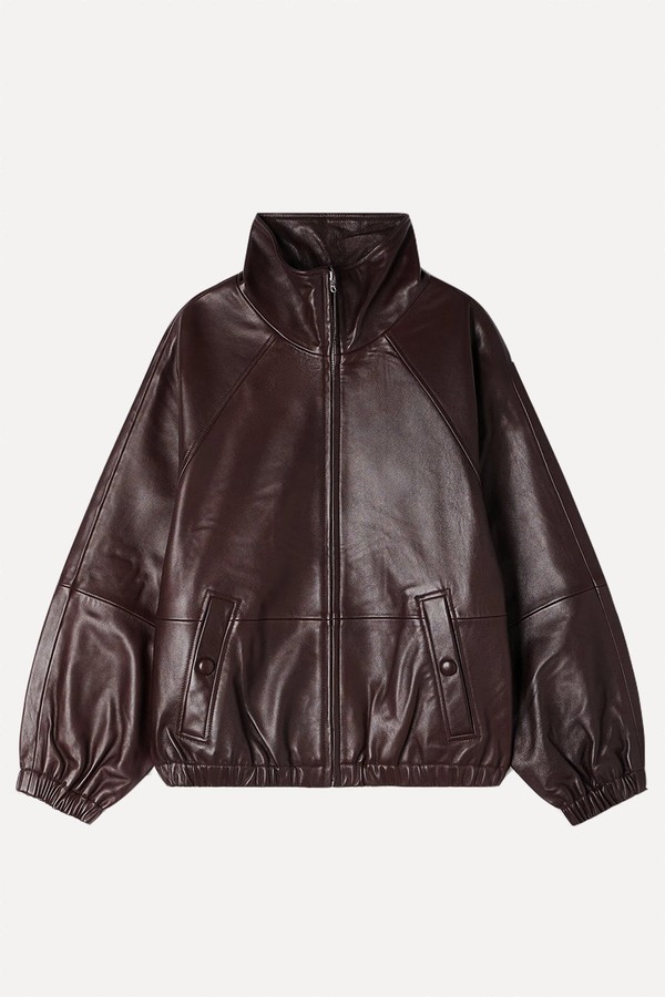 Oversized Zip-Up Leather Jacket from Sandro