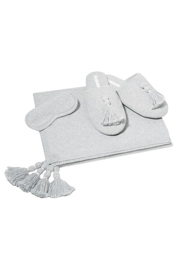 Cotton-Blend Jersey Slippers, Blanket & Eye Mask Set from Skin