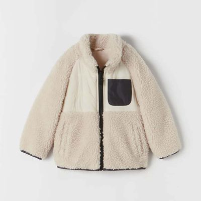 Contrast Faux Shearling Jacket 