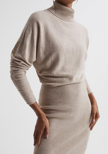 Fallon Wool Blend Roll Neck Dress