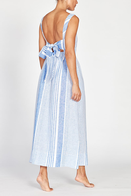 Farah Blue & White Striped Linen Dress from Hesper Fox
