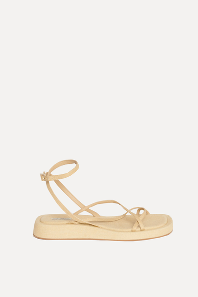 Taupe GIA/RHW Rosie 16 Canvas Preowned Sandals from Gia Borghini