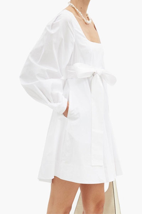 Isabella Square-Neck Cotton-Blend Mini Dress from Staud