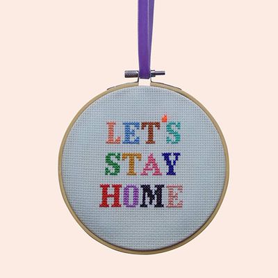Lets Stay Home Cross Stitch Kit from Cotton Clara