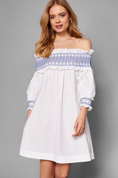 Ayssee Off-Shoulder Smocked Cover-Up