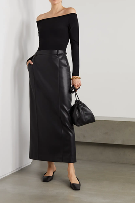 Classico Faux Leather Midi Skirt