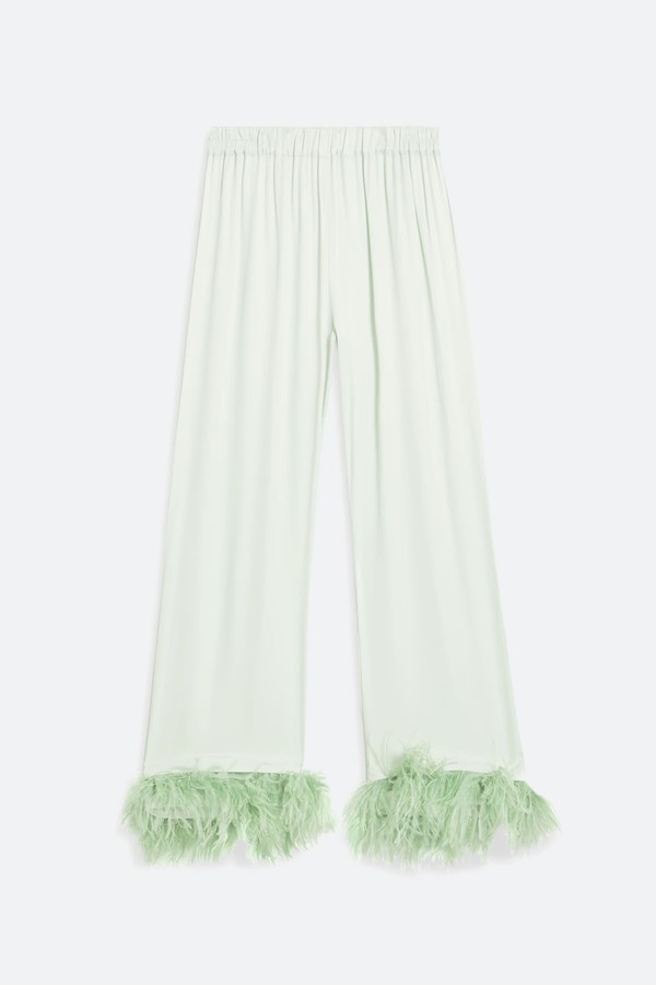 Party Feather-Trimmed Crepe De Chine Pajama Pants from Sleeper