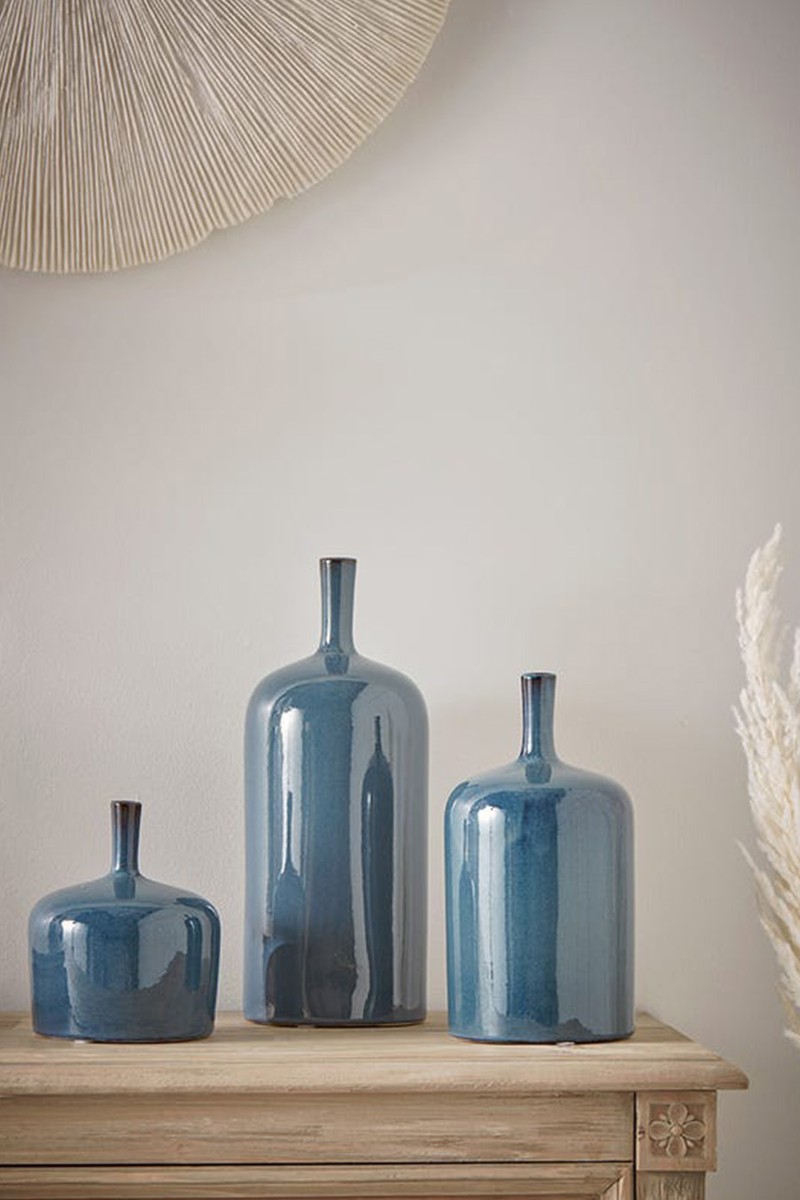 Set Of 3 Glazed Vases from Cox & Cox