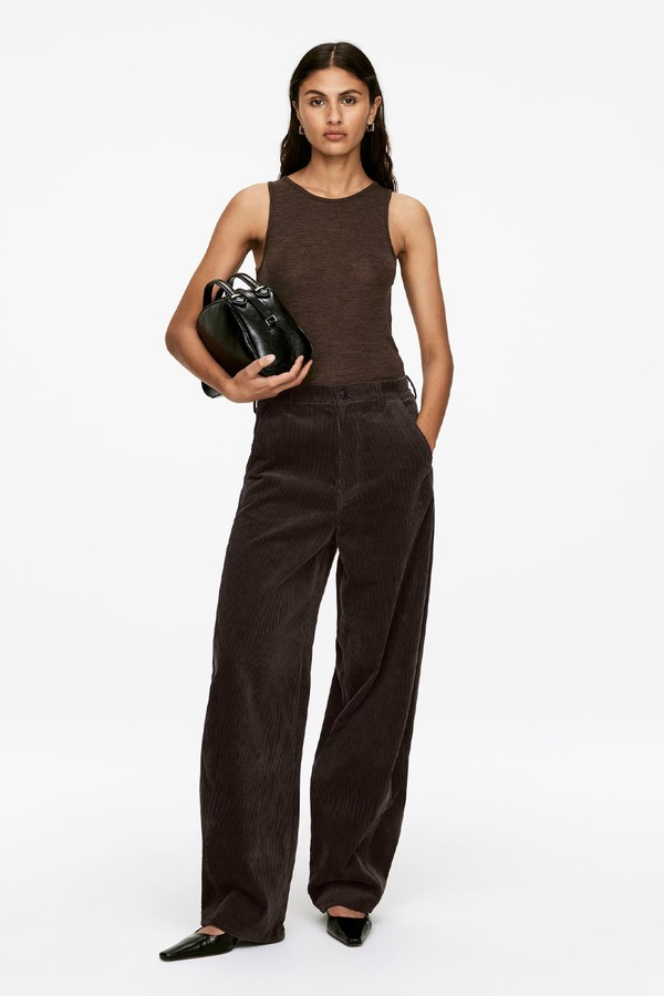 Barrel-Leg Corduroy Trousers