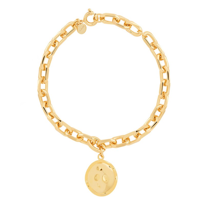 Coin Pendant Chunky Bracelet In Gold