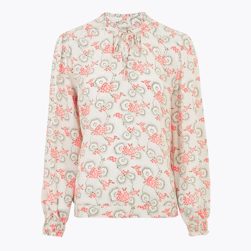Floral V-Neck Long Sleeve Blouse