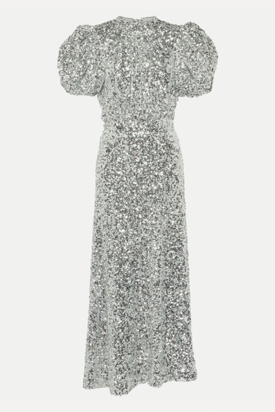 Puff-Sleeve Sequined Midi Dress from Rotate