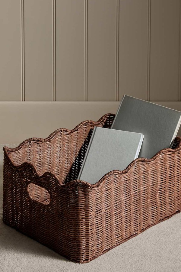 Rattan Scallop Rectangular Basket