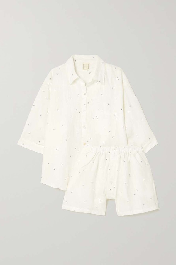 The 03 Floral-Print Linen Pajama Set from Deiji Studios