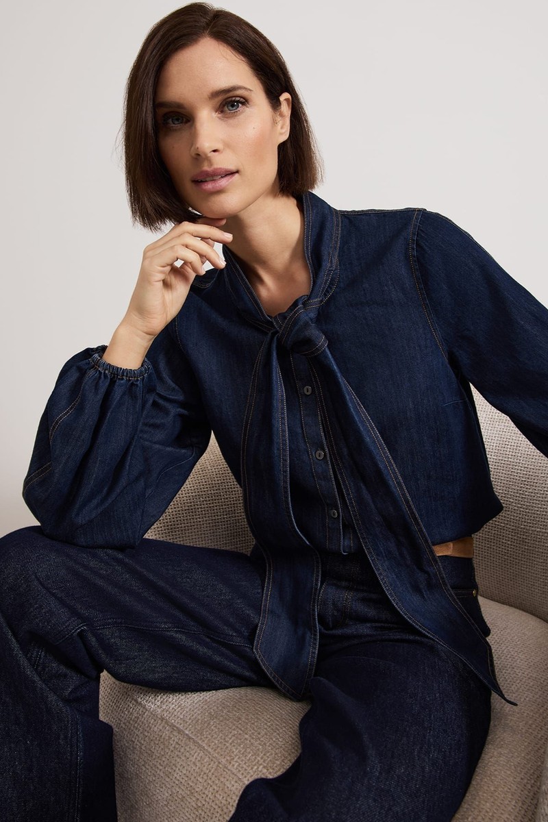 Penelope Denim Tie Blouse
