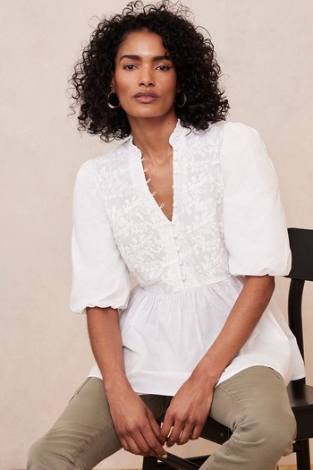 White Embroidered Blouse from Mint Velvet