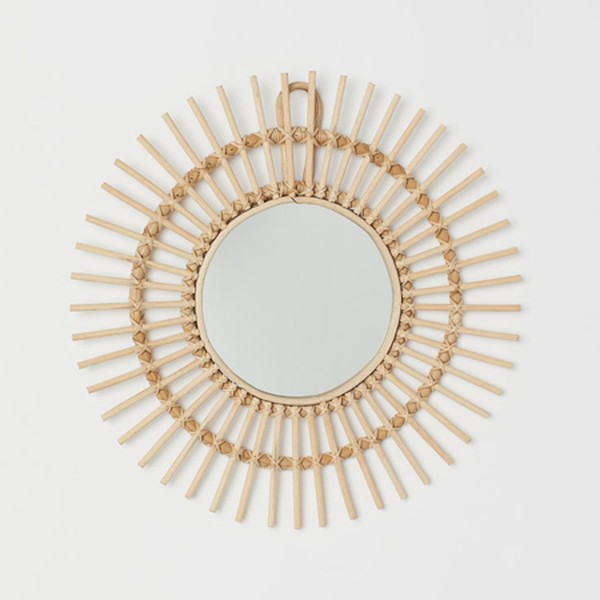 Rattan-Framed Mirror