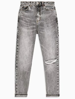 Grey Double Rip Mom Jeans from Topshop
