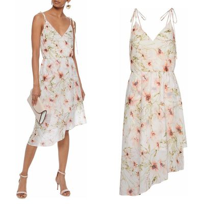 Wrap Effect Floral Print Crepe de Chine Dress from Haute Hippie