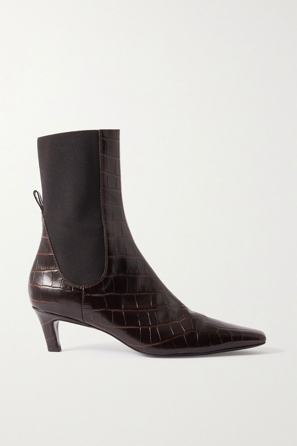 The Mid Heel Croc-Effect Leather Ankle Boots from Toteme