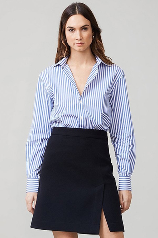 Blue & White Striped Poplin Shirt from With Nothing Underneath
