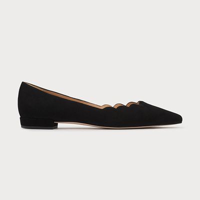 Black Suede Scallop Flats from L.K. Bennett