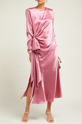 Gathered Silk-Charmeuse Midi Dress from Alessandra Rich