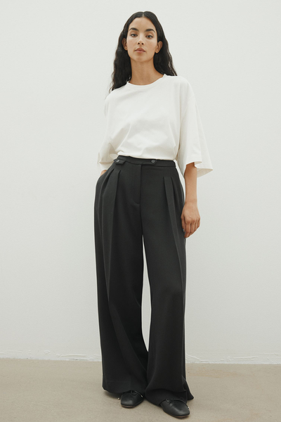 Wide Wool-Blend Trousers