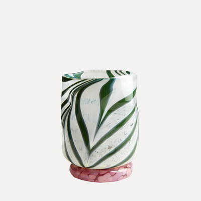 Green & White Swirl Mid-Ball Glass Tumbler from Henry Holland