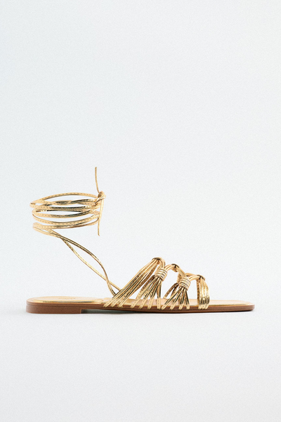 Flat Sandals With Tie Straps from Zara