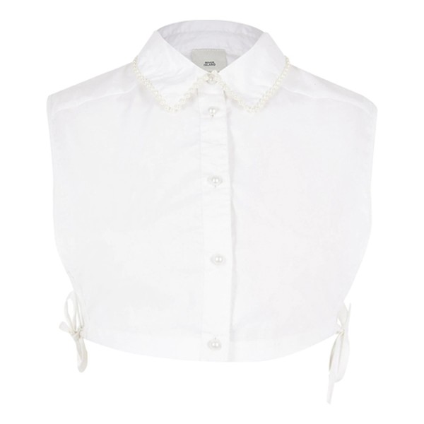 White Pearl Trim Bib from River Island