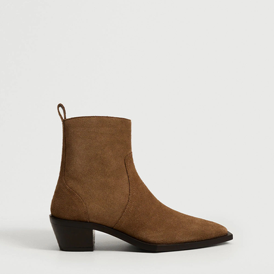 Squared Toe Leather Ankle Boots from Mango