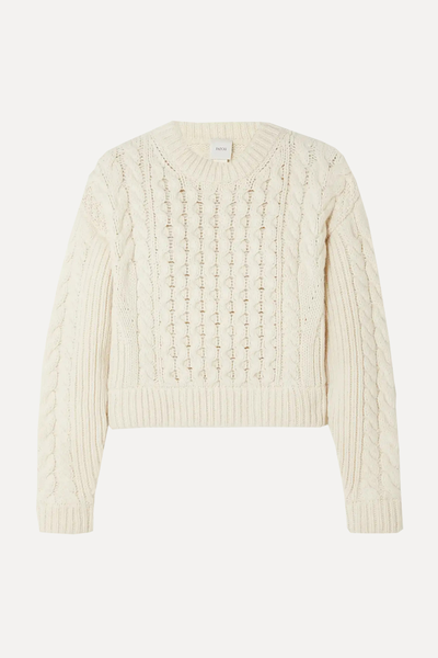 Cropped Cable-Knit Wool Sweater from Patou