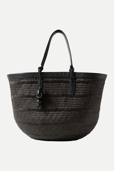 Medium Leather-Trimmed Straw Tote  from Hunting Season 