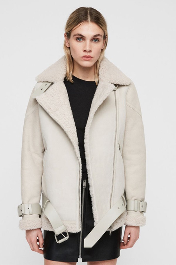 Hawley Oversized Shearling Biker Jacket