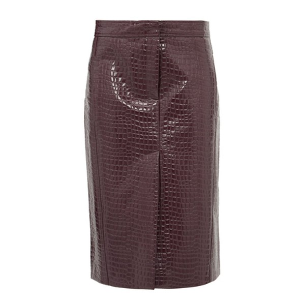 Crocodile-Effect Patent Midi Skirt from Tibi