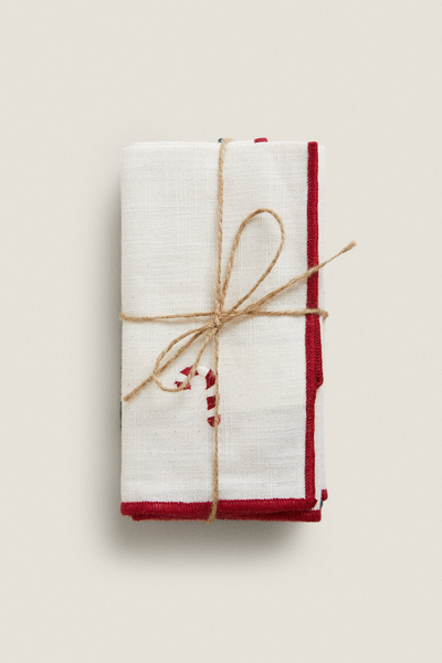 Christmas Embroidered Napkins (Pack Of 4) from Zara