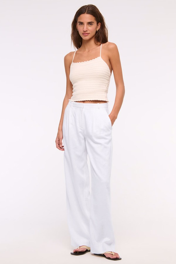 Sloane Low Rise Tailored Linen-Blend Pants