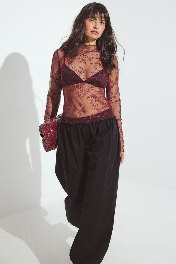 Long Sleeve Lace Top from NA-KD