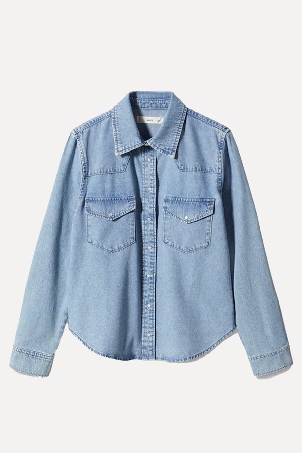 Chest-Pocket Denim Shirt from Mango