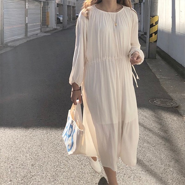 Long Oversized Dress With Puff Sleeves