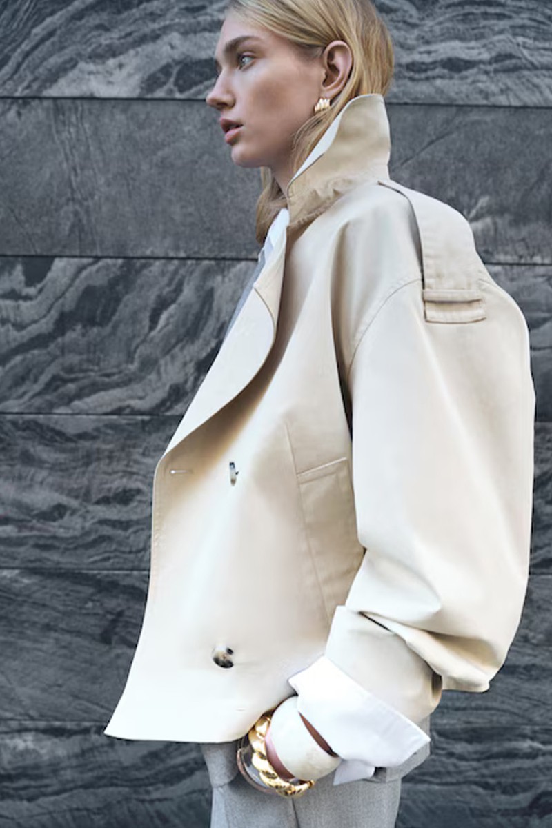 Double-Breasted Cropped Trench Coat