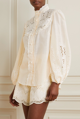 Embroidered Broderie Anglaise Cotton-Voile Blouse from Zimmermann