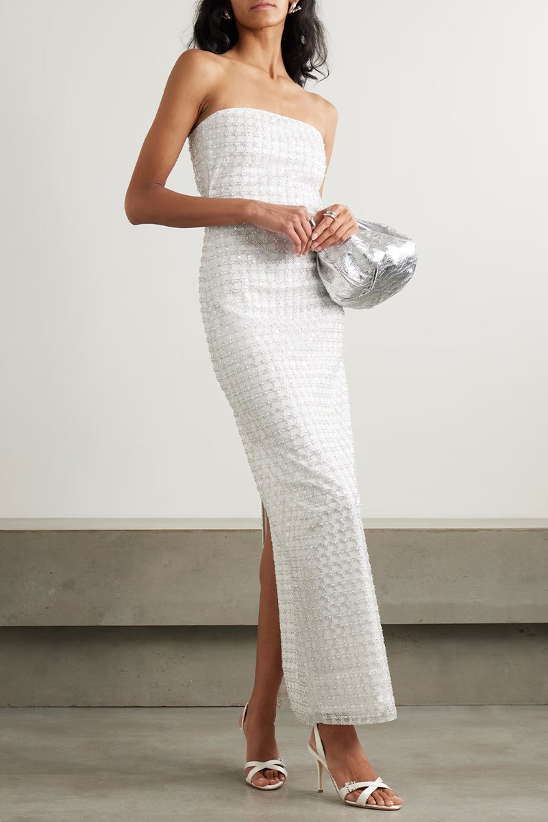 Tube Beaded Mesh Maxi Dress from Rotate