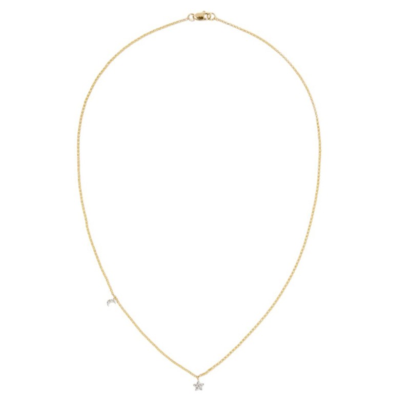 Moon And Star Diamond Necklace