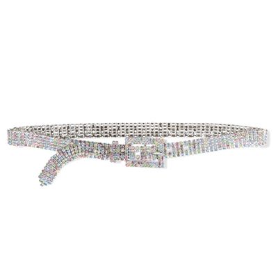 Crystal-Embellished Silver-Tone Belt from Black & Brown