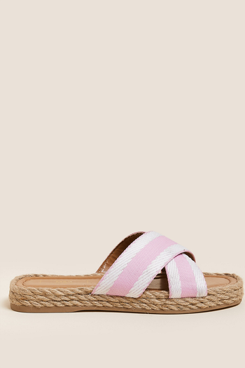 Woven Strappy Flat Espadrilles