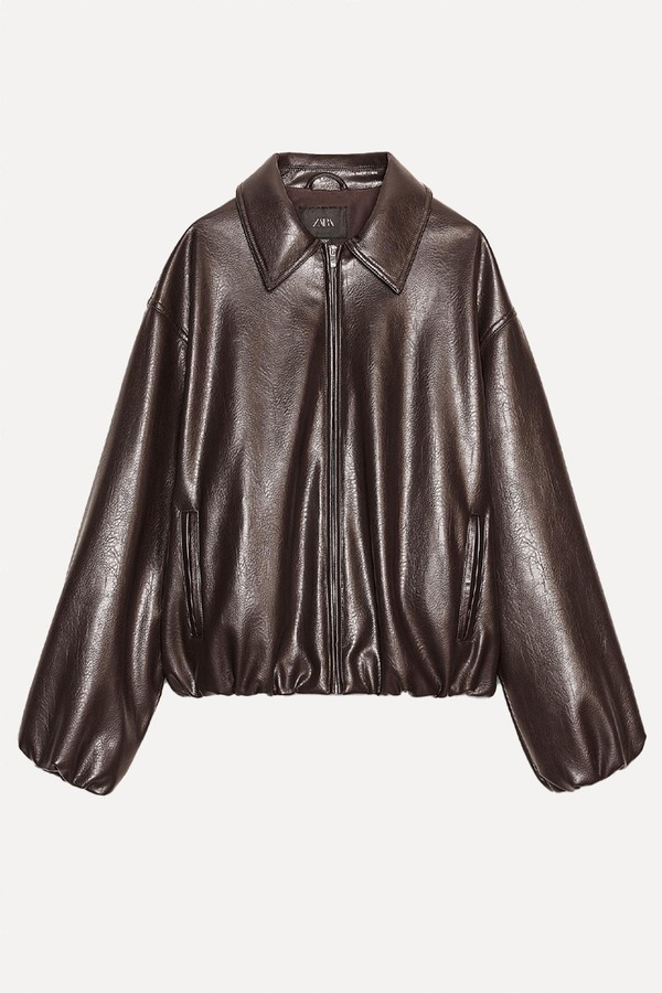 Faux Leather Bomber Jacket  from Zara
