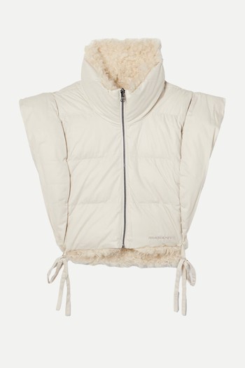 Reversible Cropped Quilted Padded Faux Shearling-Trimmed Shell Vest from MARANT ÉTOILE