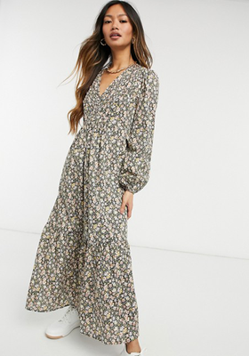 Maxi Dress With Tiered Skirt And Volume Sleeves, £65 | Y.A.S